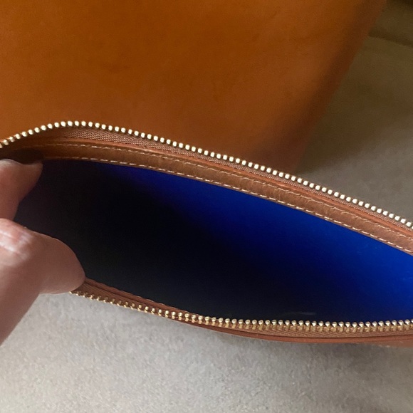 Mansur Gavriel Tan Tote with Vibrant Blue Interior - Picture 5 of 15